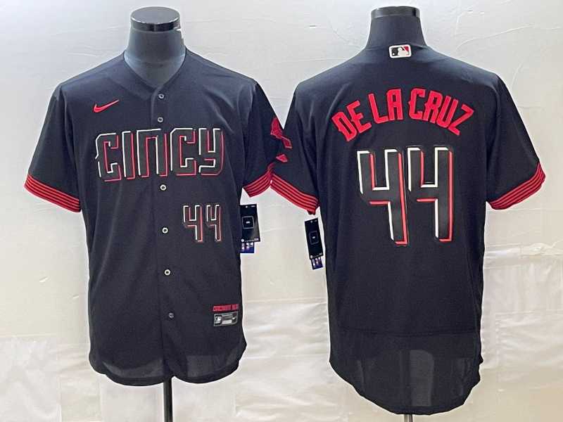 Men%27s Cincinnati Reds #44 Elly De La Cruz Number Black 2023 City Connect Cool Base Jersey